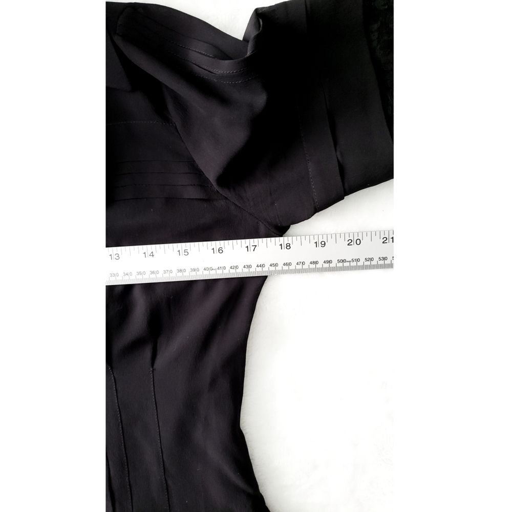 MOSCHINO COUTURE #vintage black pintuck silk lace inlay button blouse 8 - Picture 9 of 9